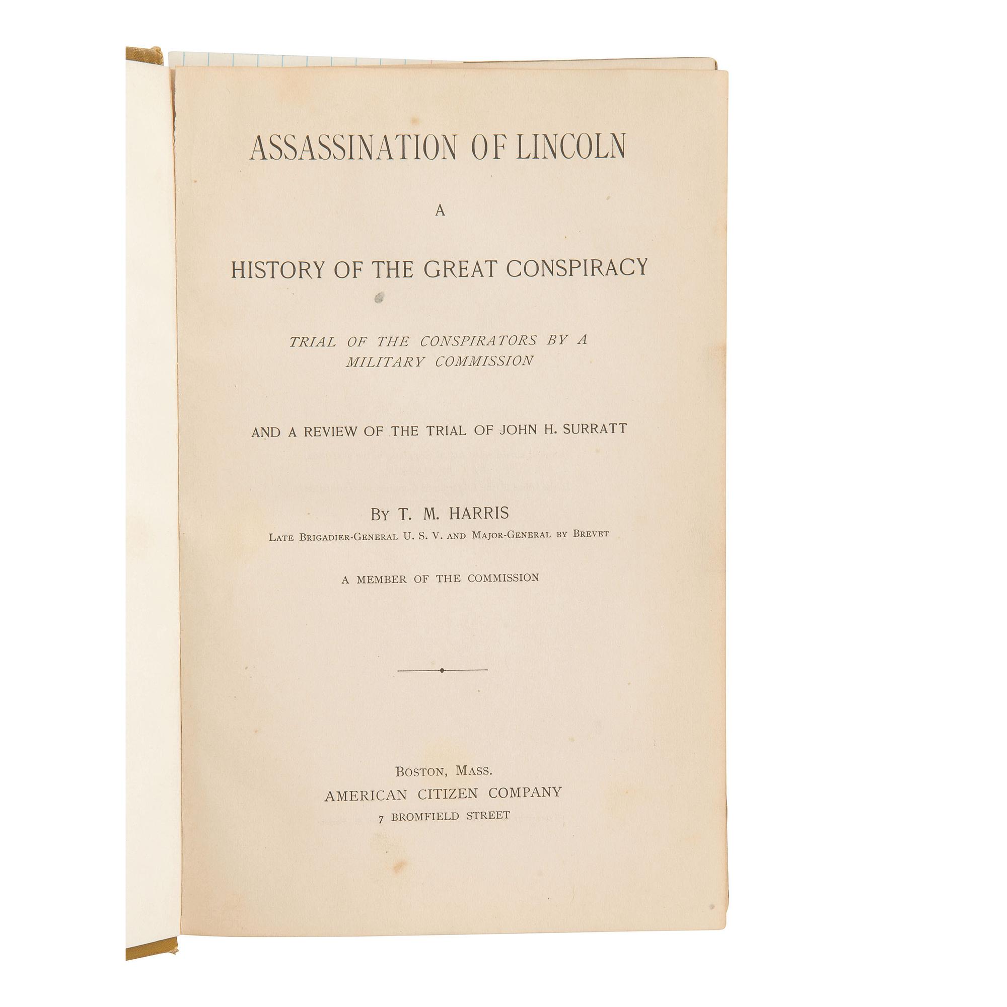 [Lincoln, Abraham] Group of Five Titles Related to Abraham Lincoln, his Assassination, and Funeral