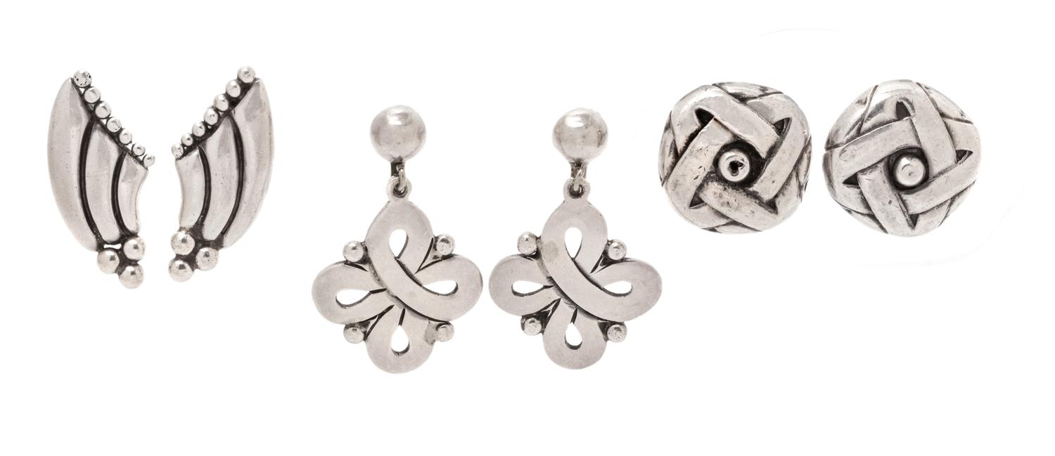 A Collection of Sterling Silver Earclips, Mexican, 20.30 dwts.