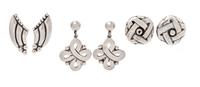 A Collection of Sterling Silver Earclips, Mexican, 20.30 dwts.