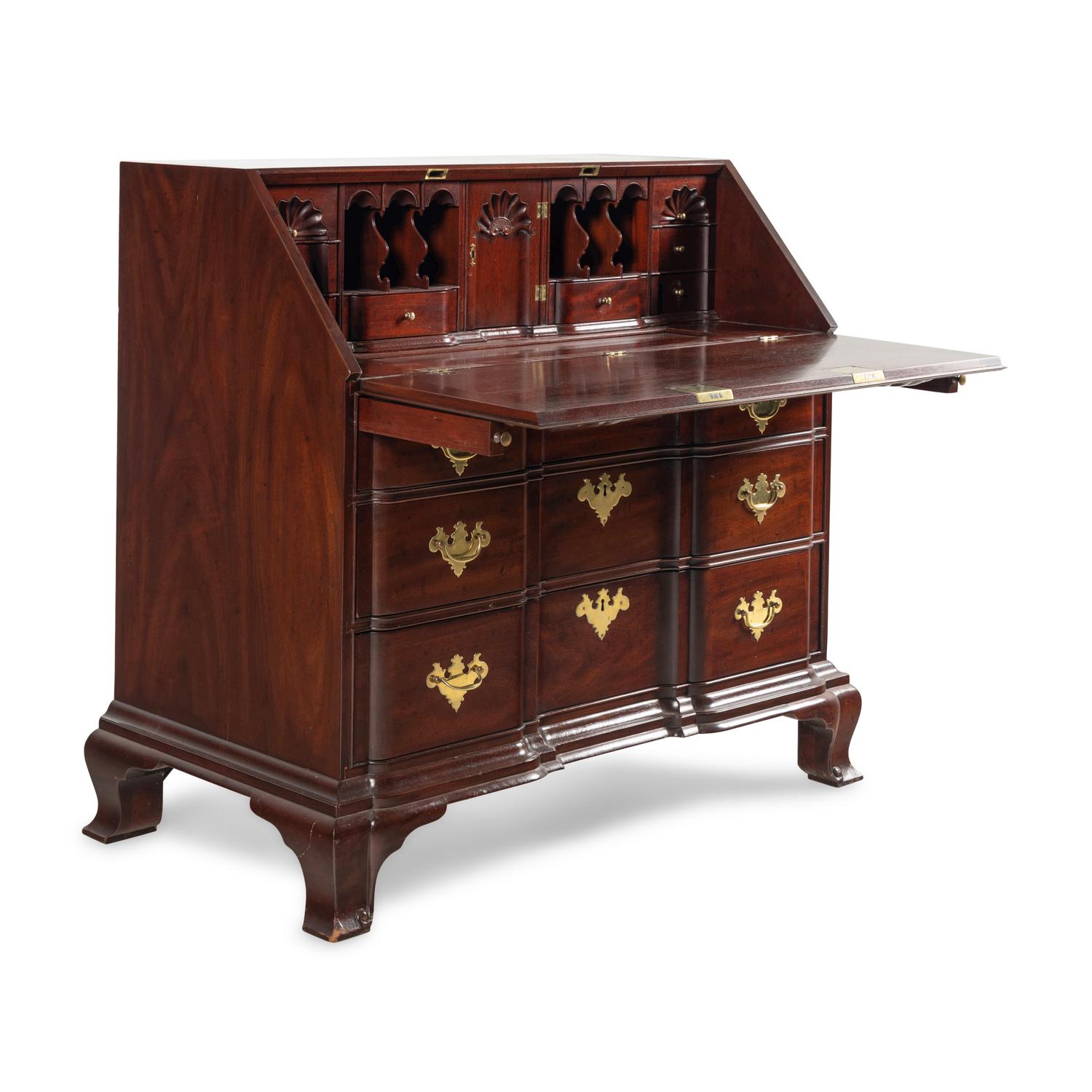 An American Chippendale Style Mahogany Slant-Front Bureau