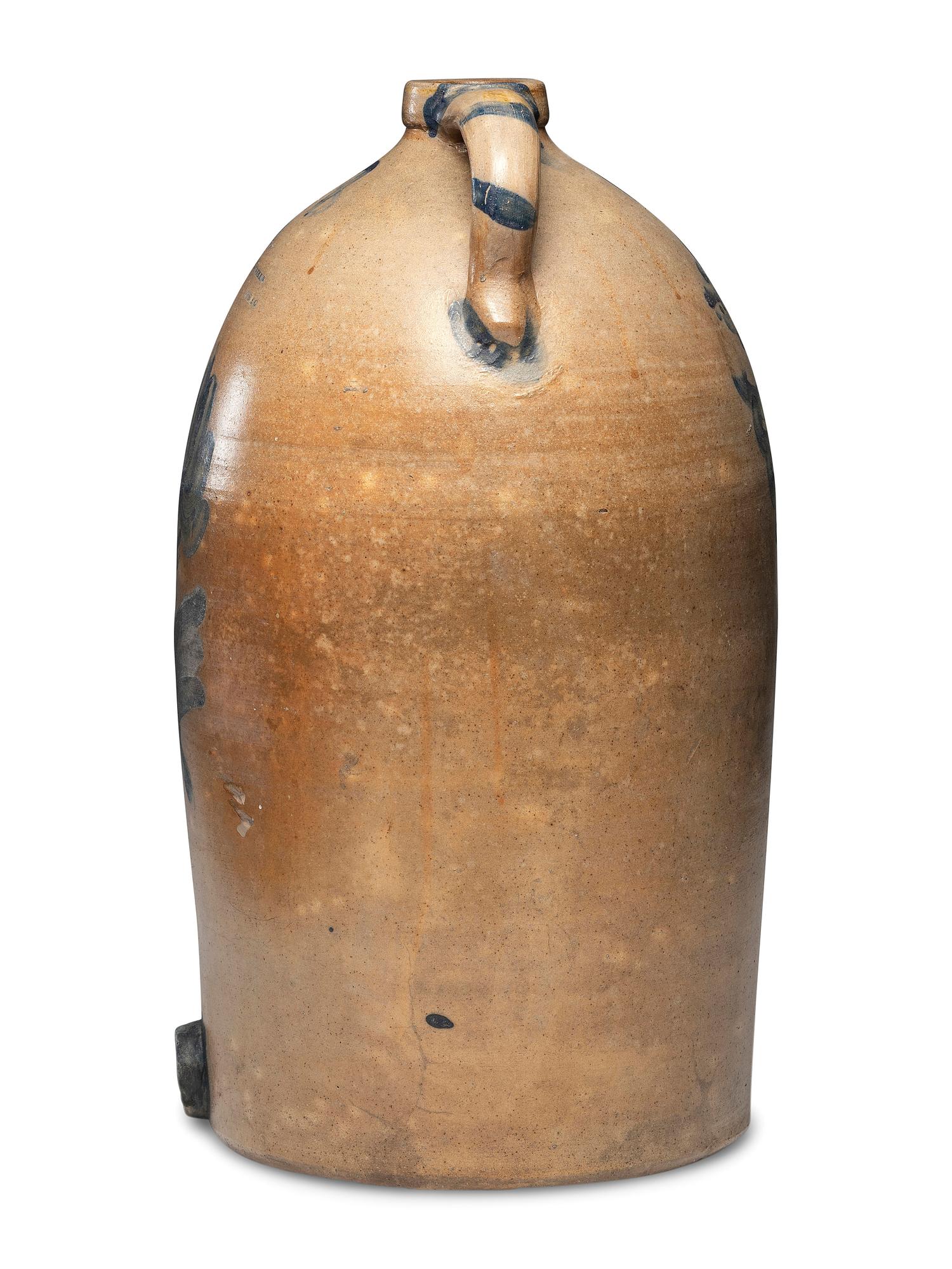 A Schrop Eight-Gallon Cobalt Decorated Stoneware Cooler