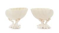 A Pair of Belleek Shell Compotes Height 5 inches. — SIXTH GREEN MARK (1965-1980)
