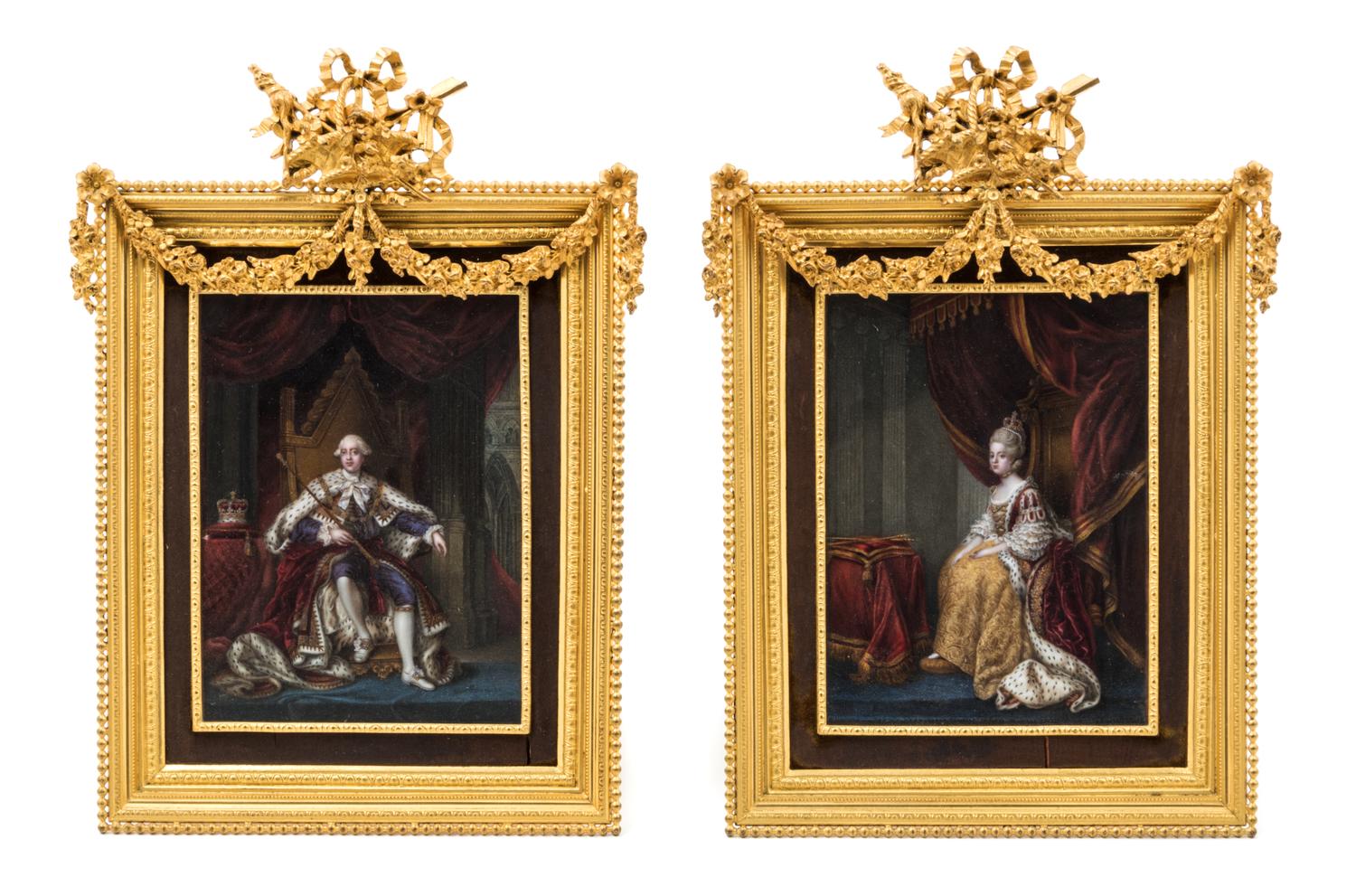 A Pair of Continental Portrait Miniatures 5 3/4 x 4 1/4 inches. — ALBERT SCHUMANN, 19TH/20TH CENTURY
