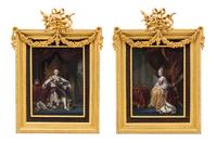 A Pair of Continental Portrait Miniatures 5 3/4 x 4 1/4 inches. — ALBERT SCHUMANN, 19TH/20TH CENTURY