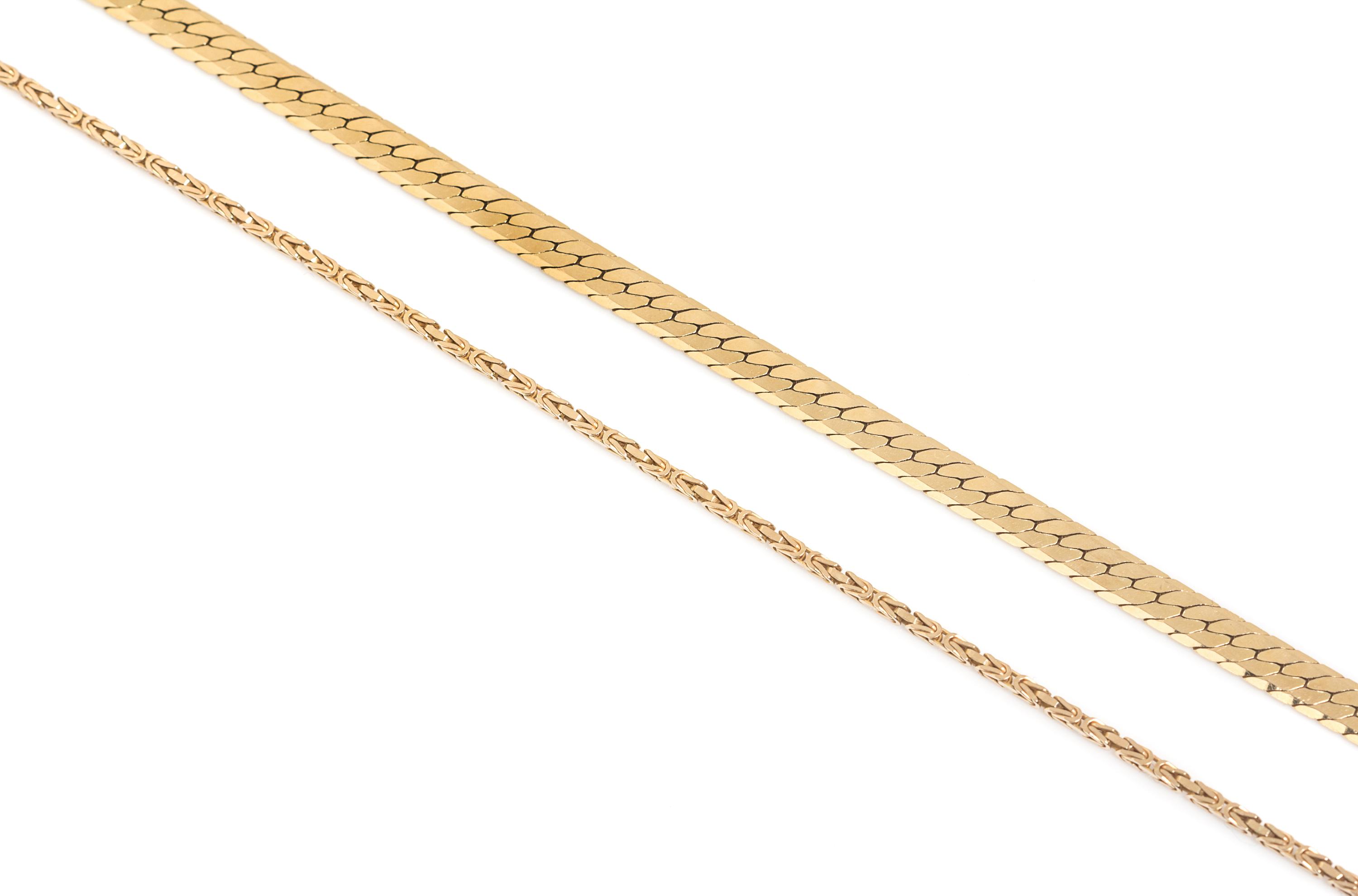 A Collection of 14 Karat Yellow Gold Chains, 34.70 dwts.