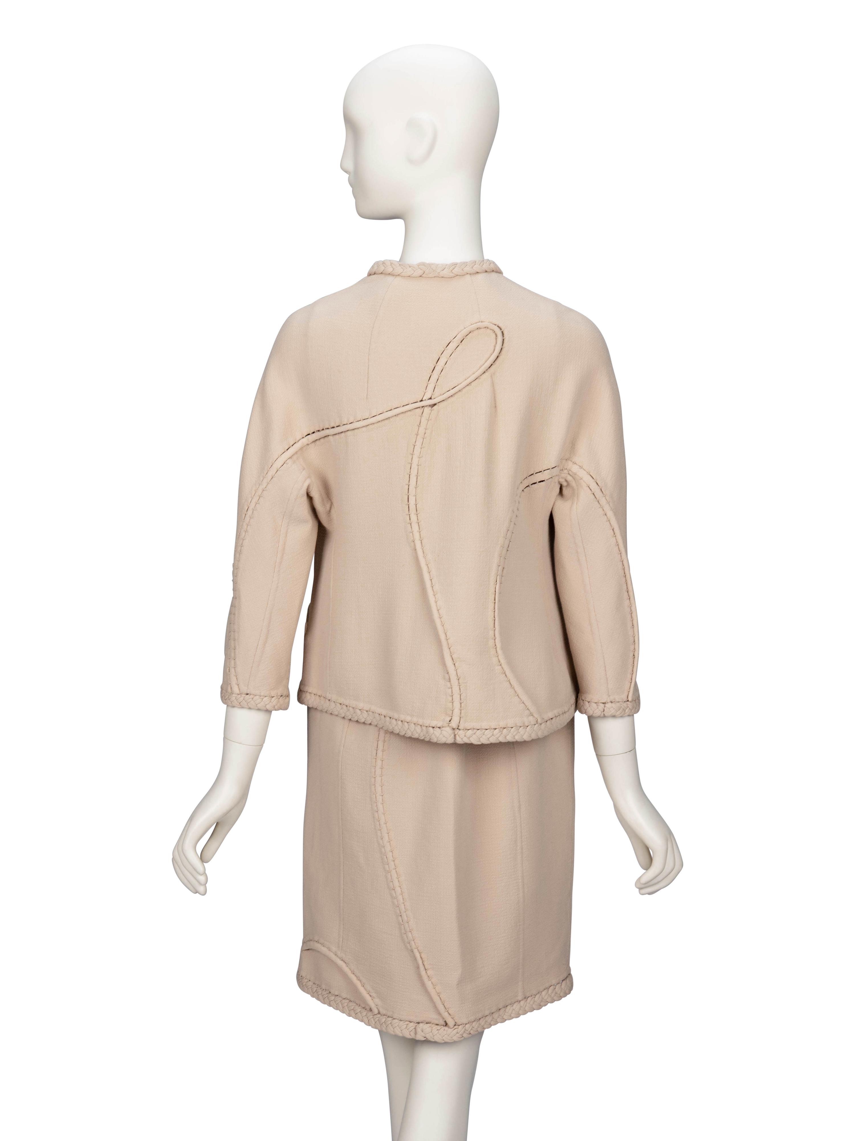 Ralph Rucci Chado, Dress Ensemble in Beige Crêpe