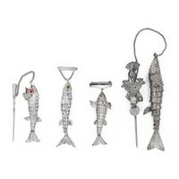 Four Silver Articulated Fish Fashion Accessories