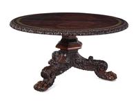 A George IV Brass Inlaid Rosewood and Walnut Flip-Top Dining Table