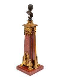 A Grand Tour Bronze and Patinated Metal Mounted Marble Table Ornament