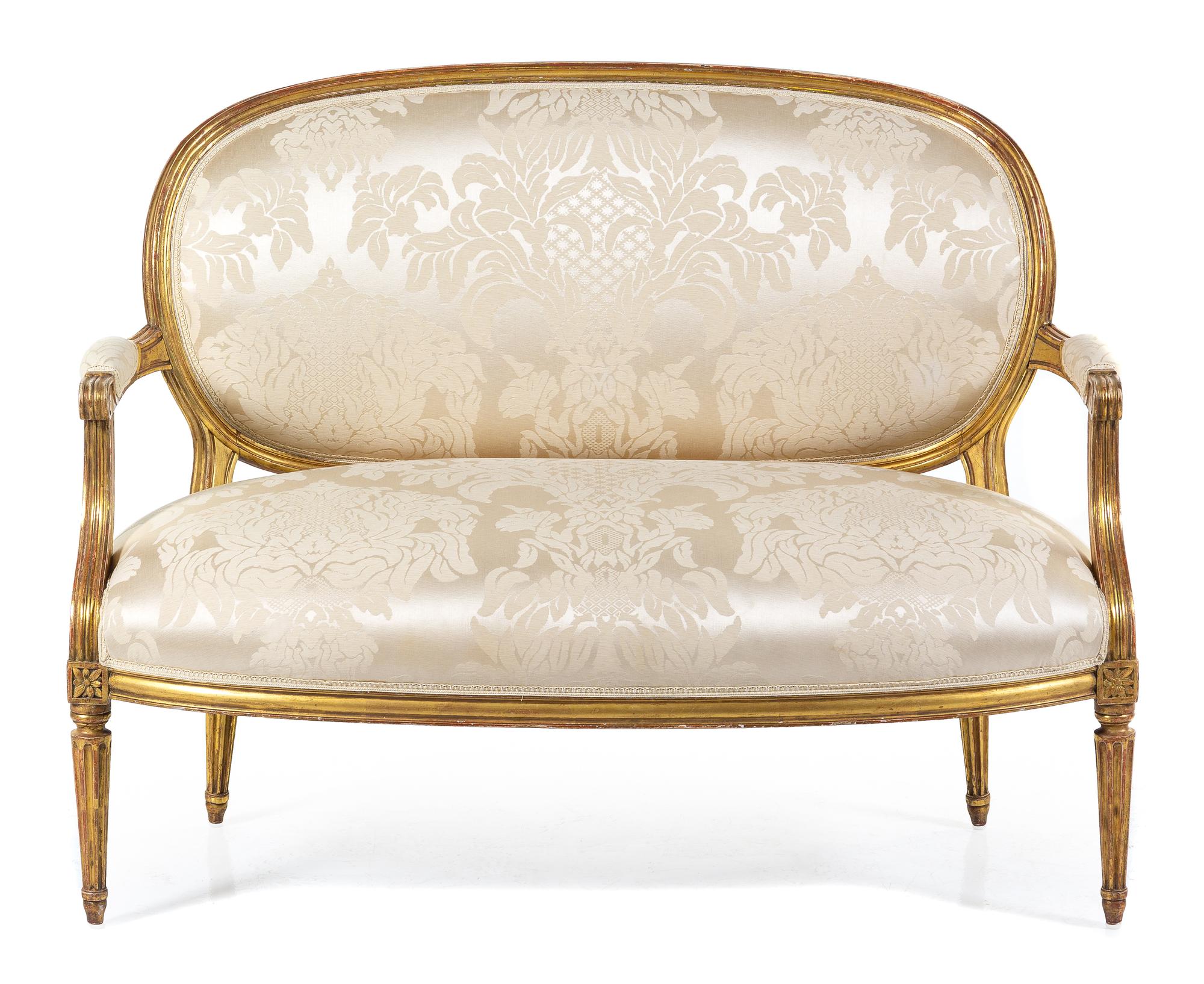 A Napoleon III Giltwood Settee Height 36 x width 47 inches. — CIRCA 1860