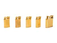 A Group of Five Gilt Metal Dunhill Lift-Arm Lighters