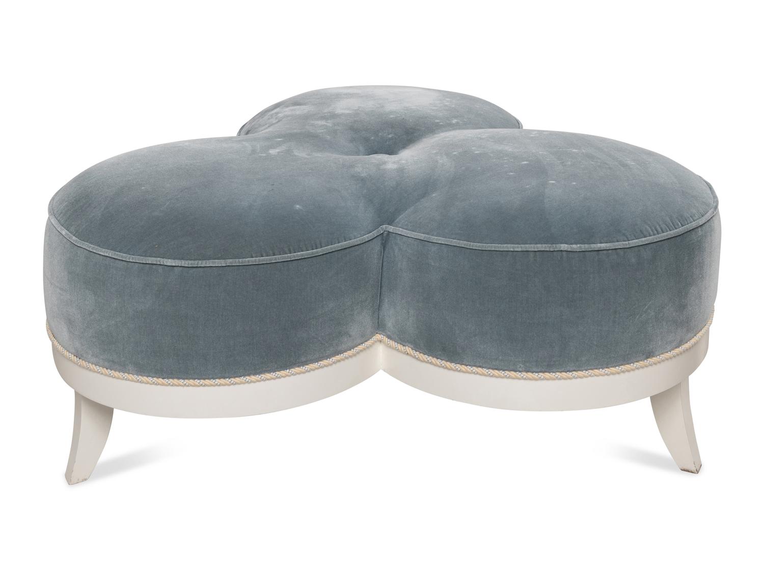 A Custom Upholstered Trefoil-Form Ottoman