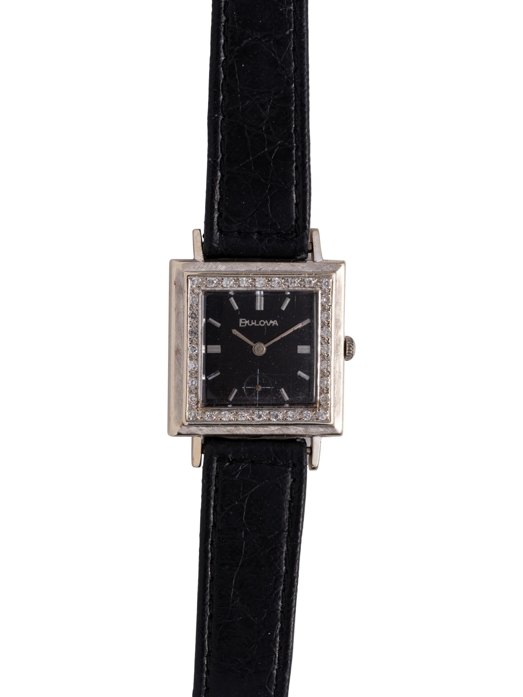 BULOVA, 14K WHITE GOLD AND DIAMOND WRISTWATCH