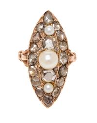 A Rose Gold, Pearl and Diamond Ring, 5.30 dwts.
