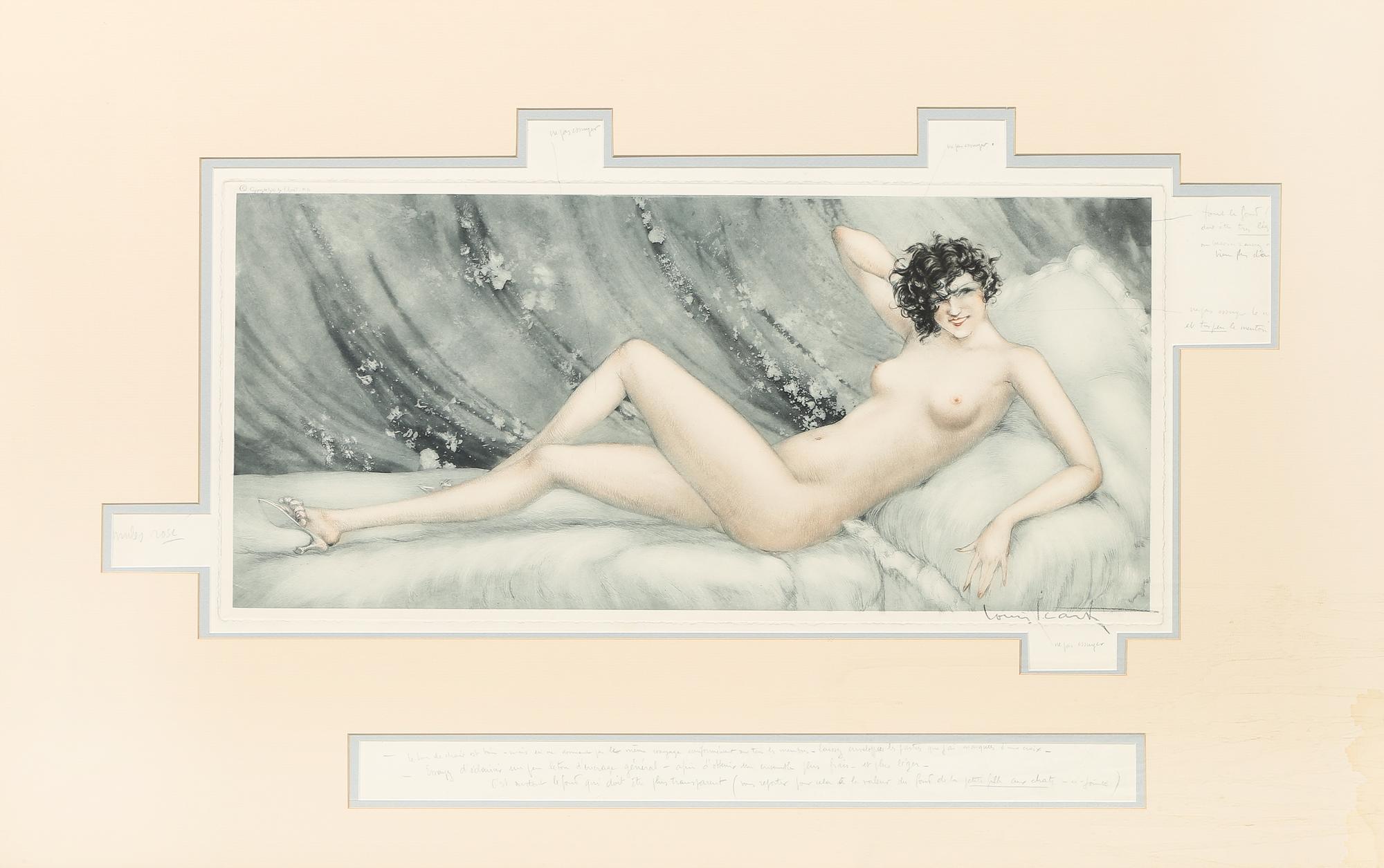 Louis Icart, (French, 1888-1950), Pink Slippers (Reveil), 1936