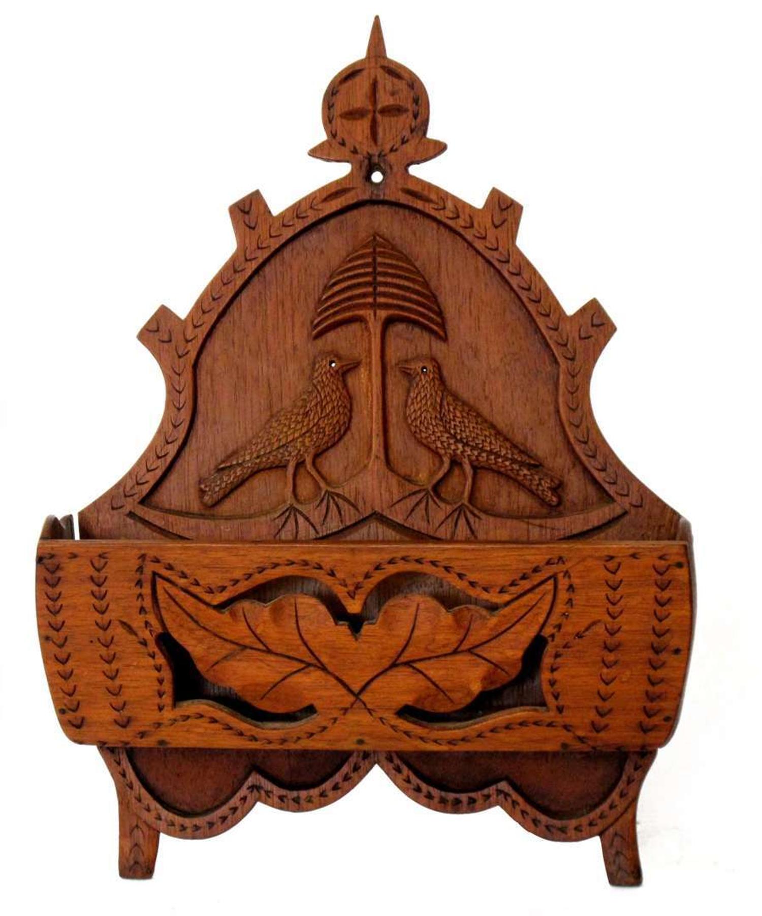 Hanging carved wooden letter holder 19th/20th century
