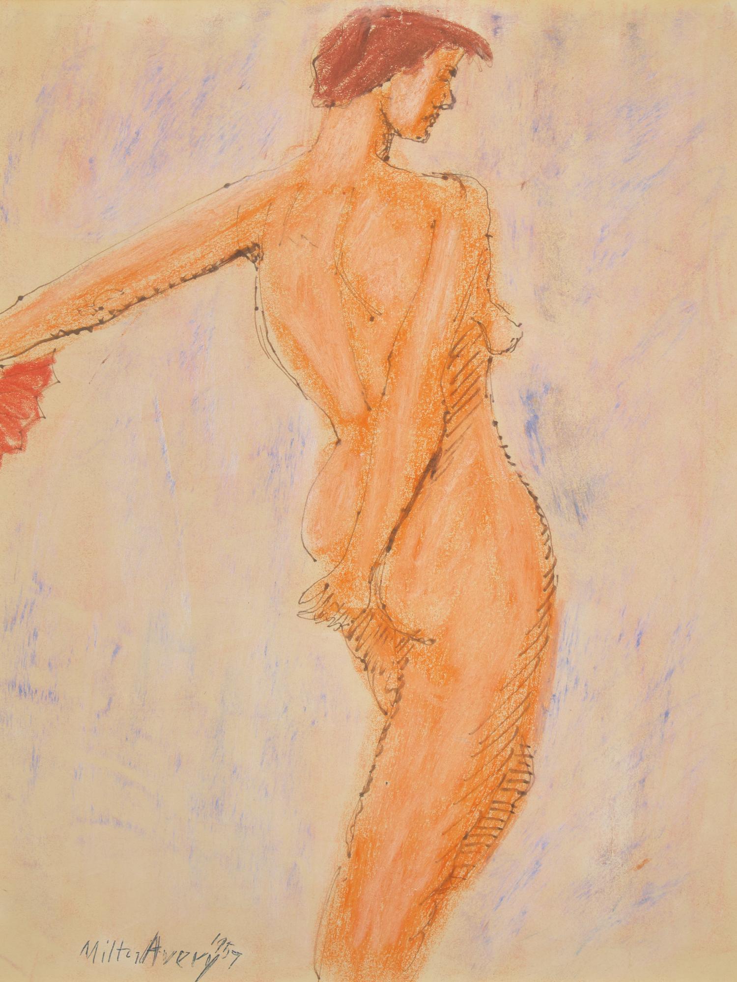 Milton Avery (American, 1885-1965) — Untitled (Nude with Fan) , 1957
