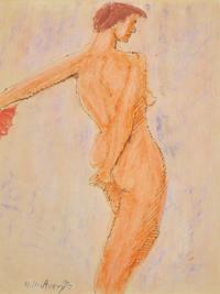 Milton Avery (American, 1885-1965) — Untitled (Nude with Fan) , 1957