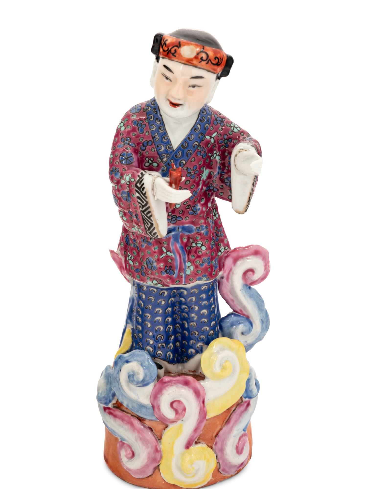 Three Chinese Famille Rose Porcelain Figures