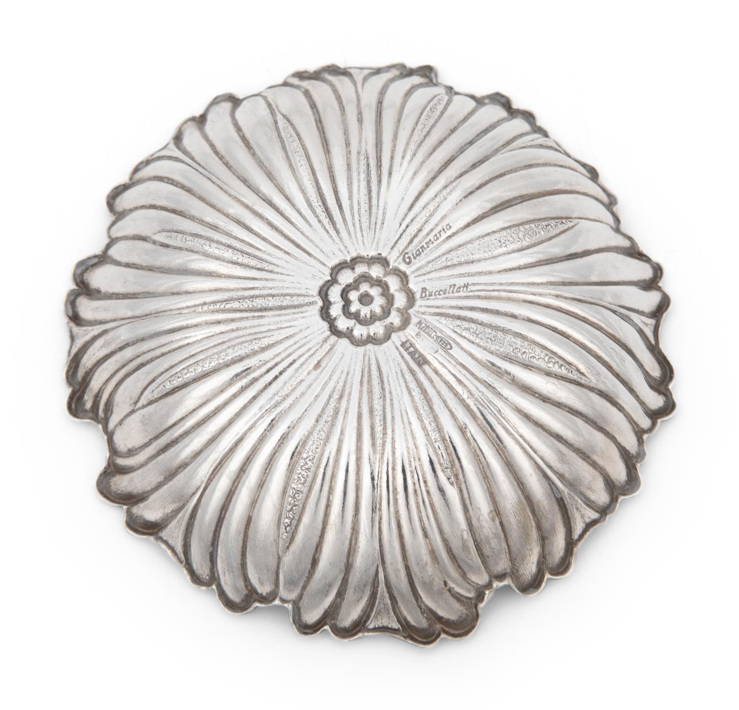 A Pair of Buccellati Silver Lotus Flower Dishes