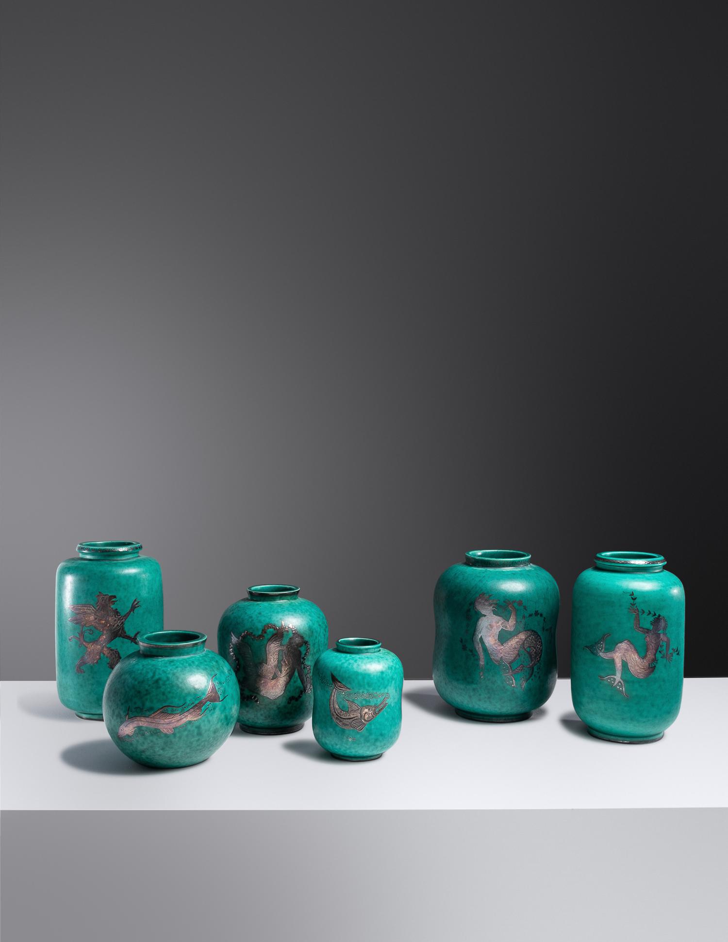 Six Argenta Vases Gustavsberg, Sweden
