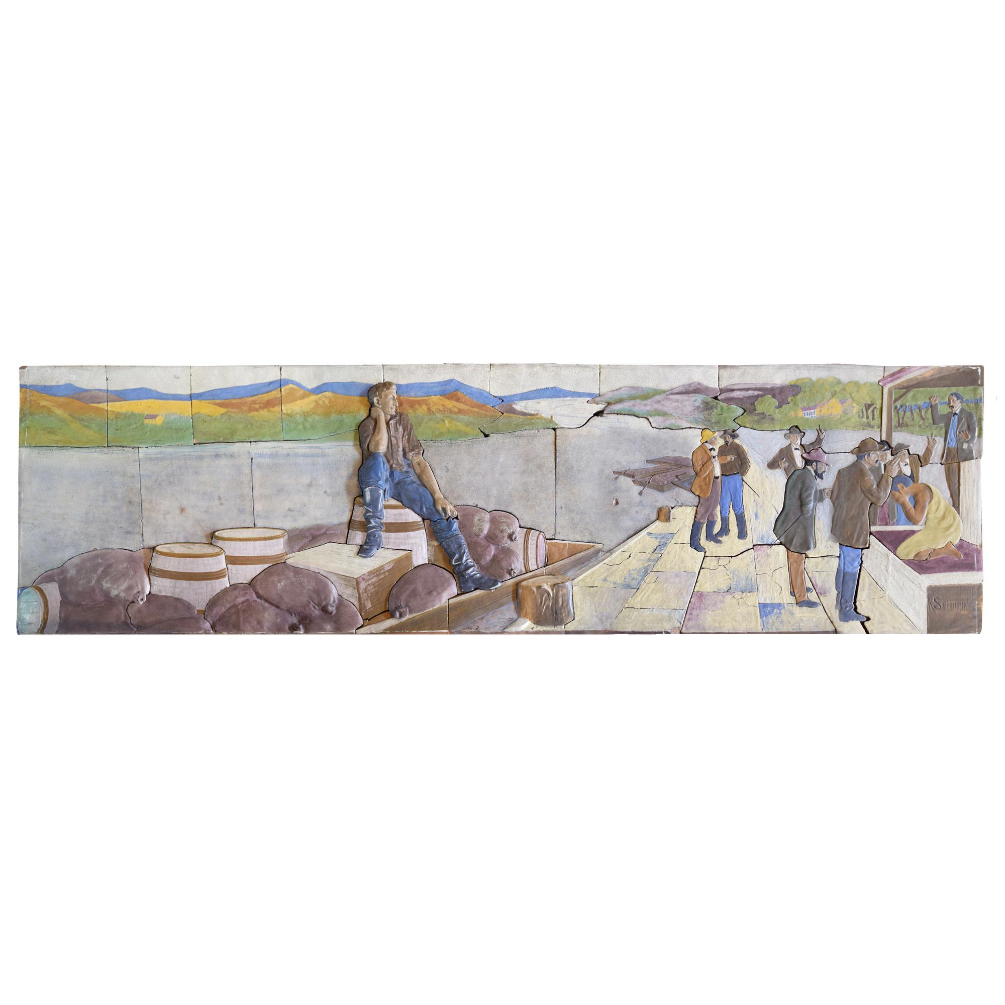 A Terra Cotta Mosaic of Abraham Lincoln by Kristian Schneider 102" W x 2.5" D x 31" H — United States, Circa 1920