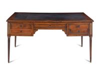 A Louis XVI Style Brass Mounted Walnut Bureau Plat