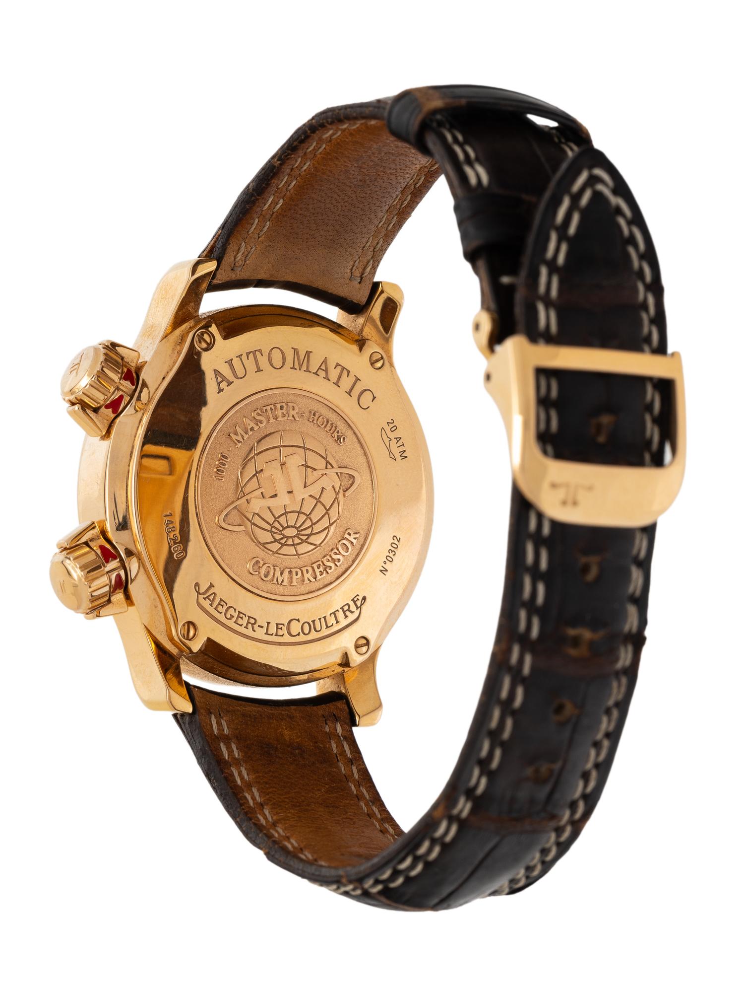 JAEGER-LECOULTRE, REF. 148260, 18K ROSE GOLD 'MASTER COMPRESSOR' WATCH, BOX & MANUALS