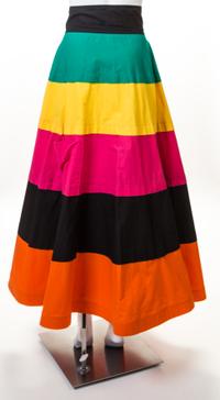 A Jean-Remy Daumas Multicolor Cotton Striped Skirt, Size 38.