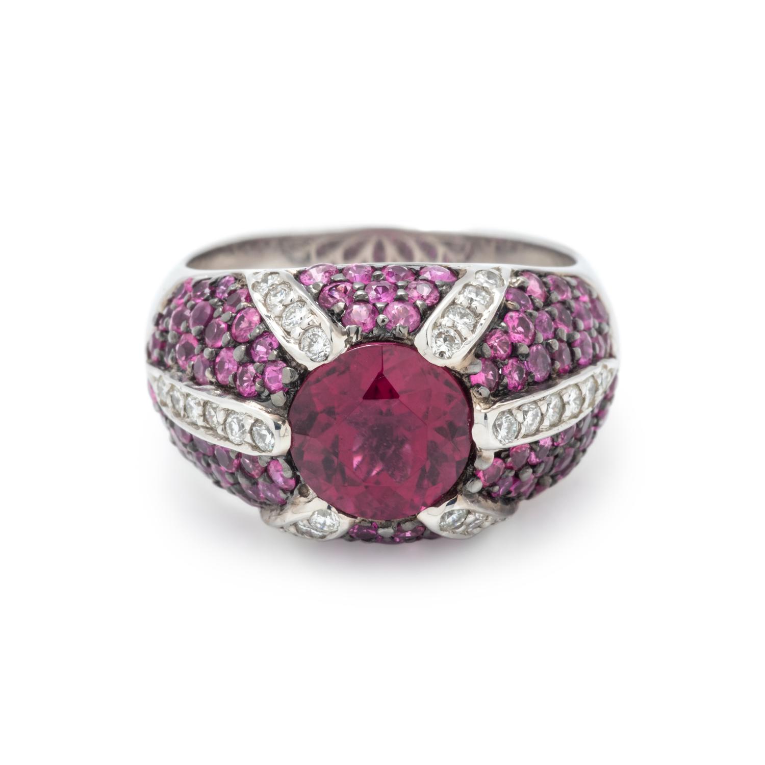 RUBELLITE TOURMALINE, DIAMOND AND PINK SAPPHIRE RING
