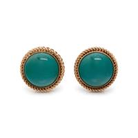 YELLOW GOLD AND TURQUOISE EARCLIPS
