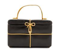 A Judith Leiber Black Leather Gift Box Handbag, 7.5" x 4.5" x 4.5"; Handle drop: 3".