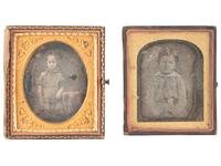 [EARLY PHOTOGRAPHY]. 34 assorted daguerreotypes, ambrotypes, and tintypes featuring children.