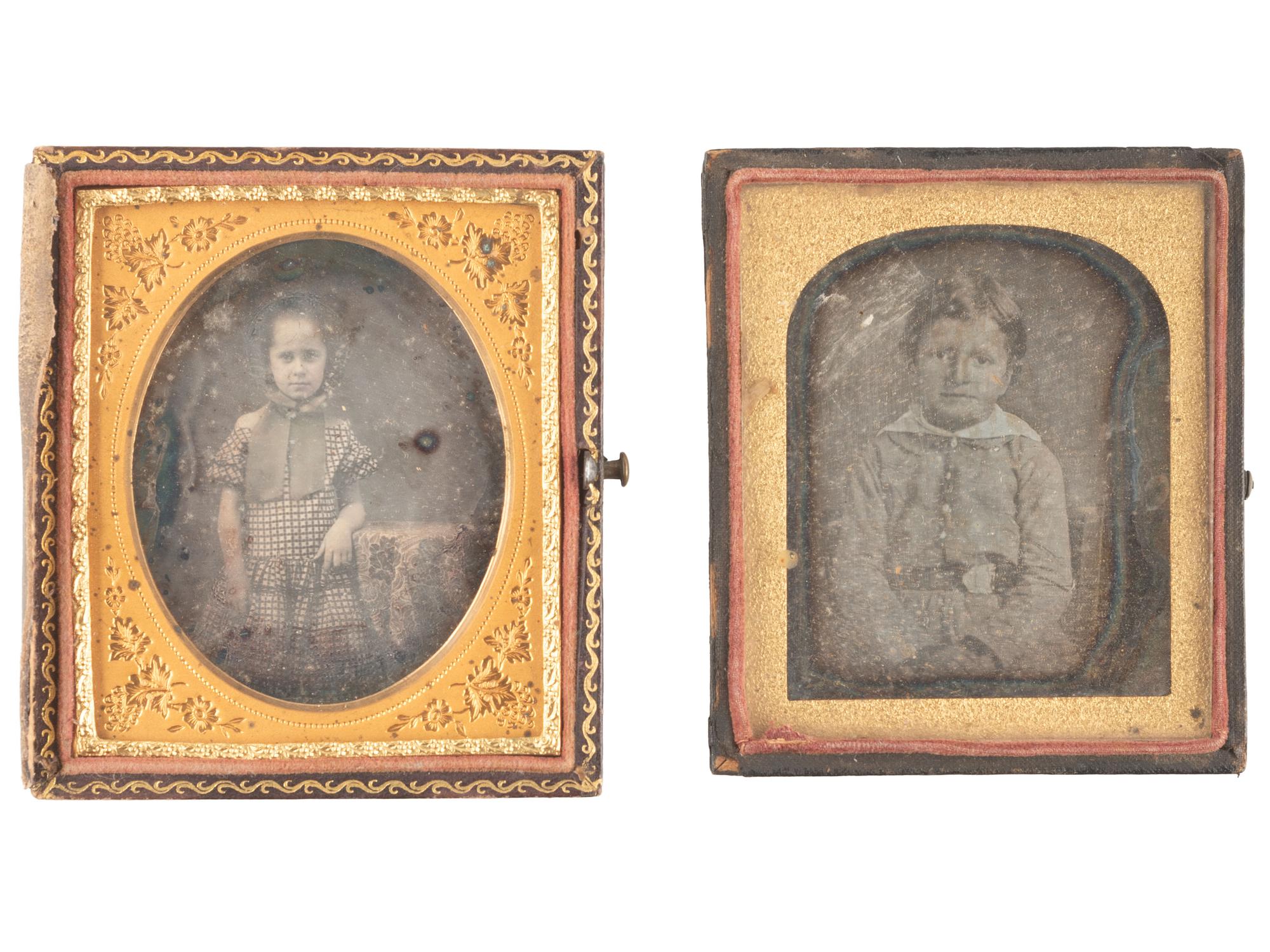 [EARLY PHOTOGRAPHY]. 34 assorted daguerreotypes, ambrotypes, and tintypes featuring children.