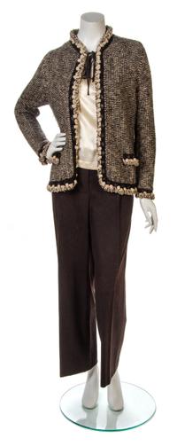 A Chanel Brown and Taupe Wool Pant Ensemble,