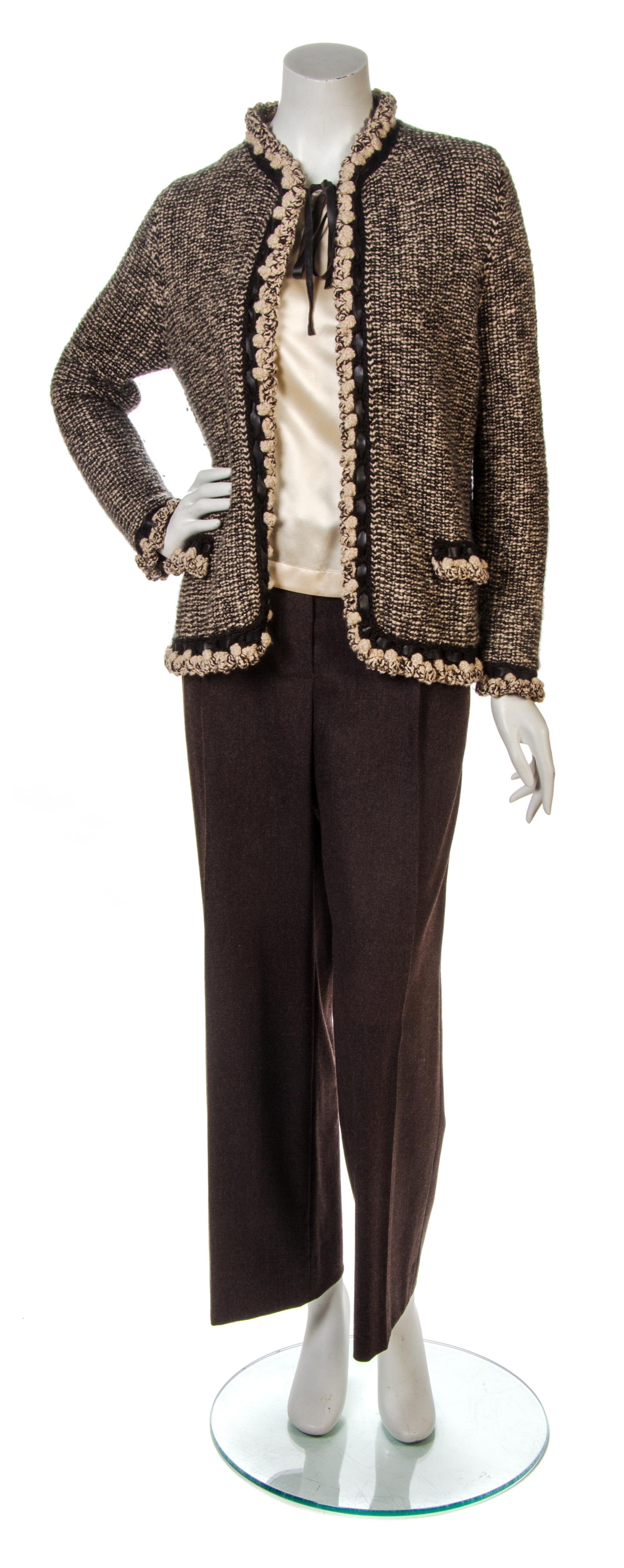 A Chanel Brown and Taupe Wool Pant Ensemble,