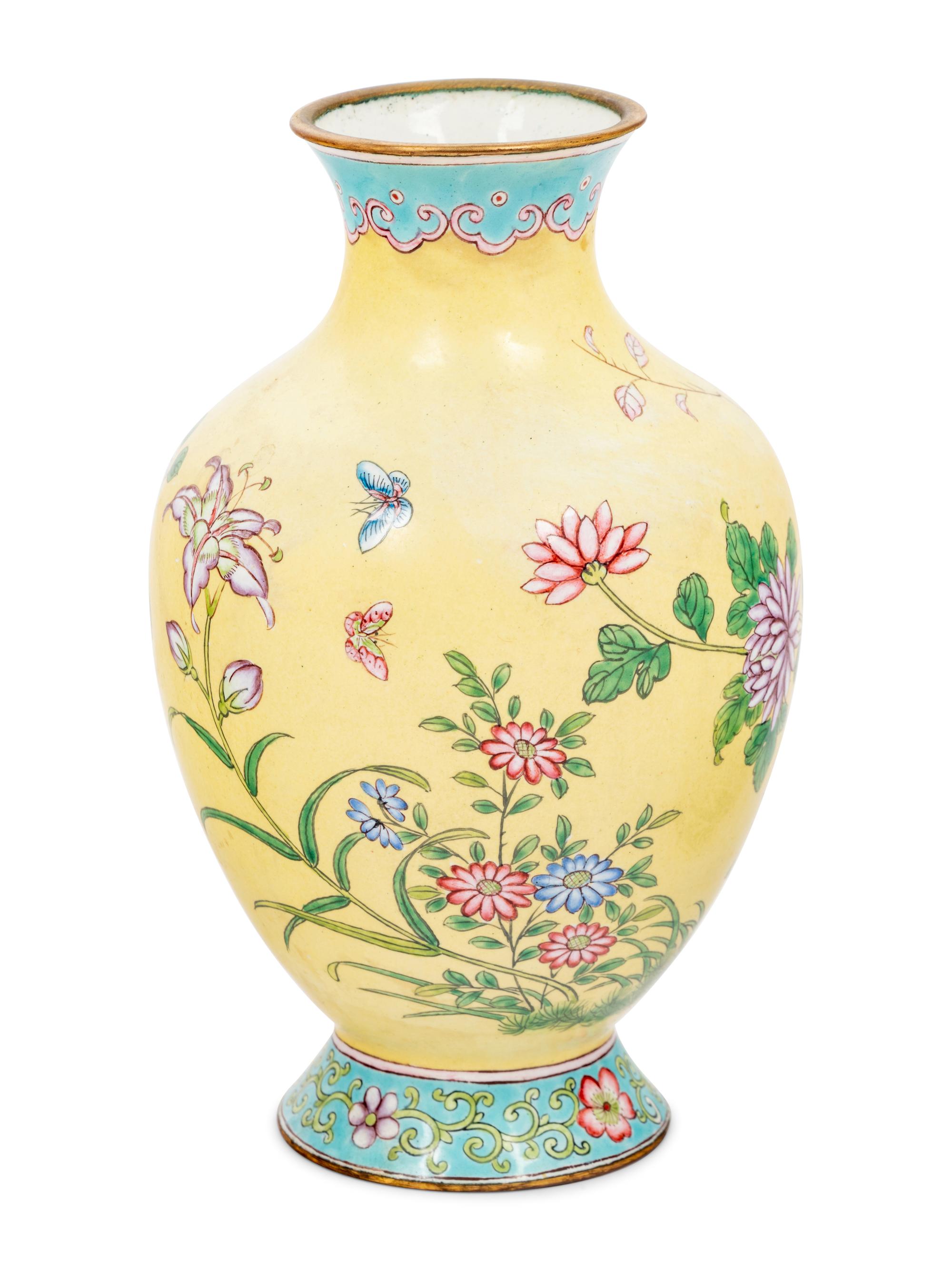 Three Chinese Canton Enamel on Copper Articles
