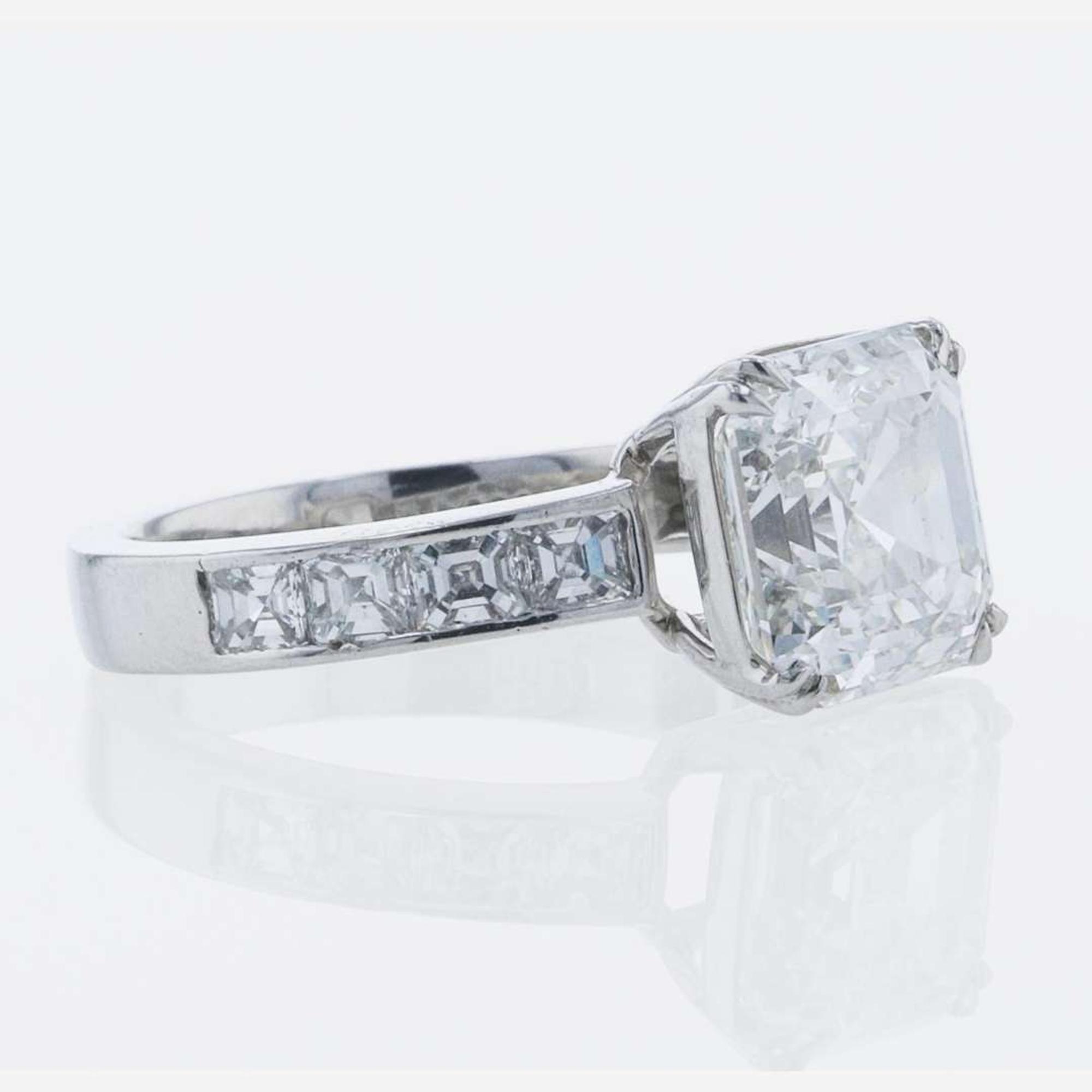 A Platinum and Asscher-Cut Diamond Ring 4.05 Carat Asscher-Cut Diamond, GIA Certified