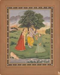 A Painting of Krishna Playing His Flute to the Gopis, Punjab Hills, 20th Century