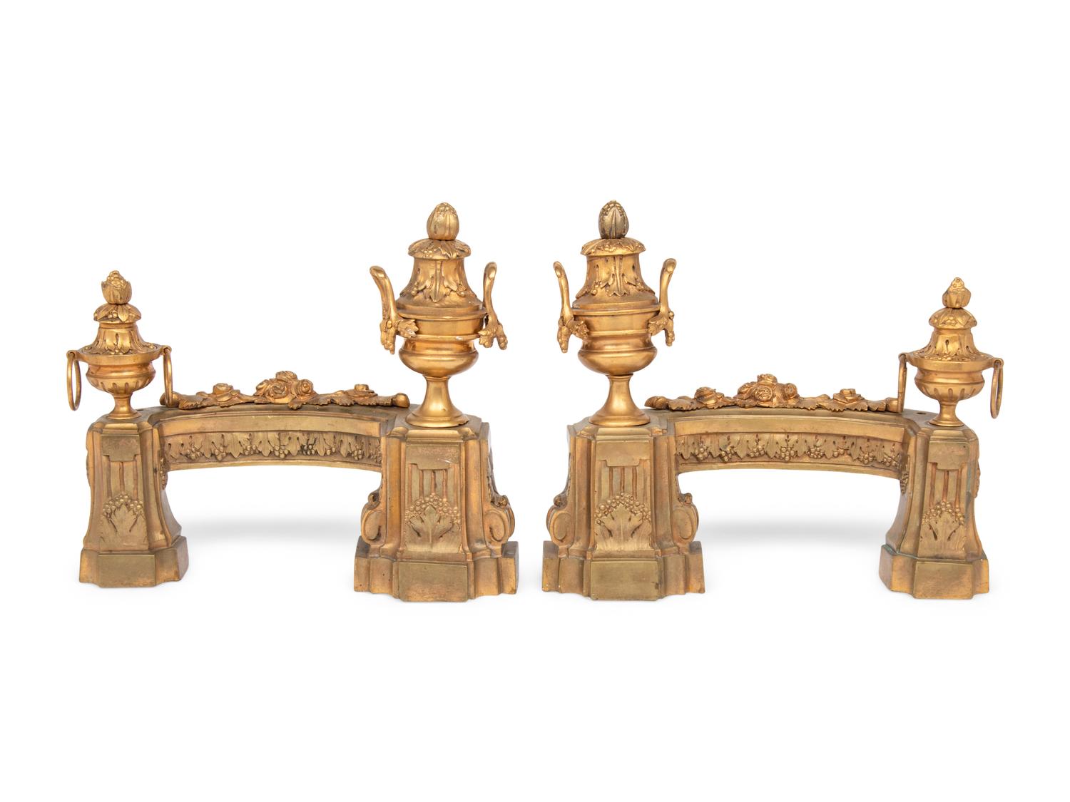 RELEASED TO OWNER -- A Pair of Louis XVI Style Gilt-Bronze Chenets