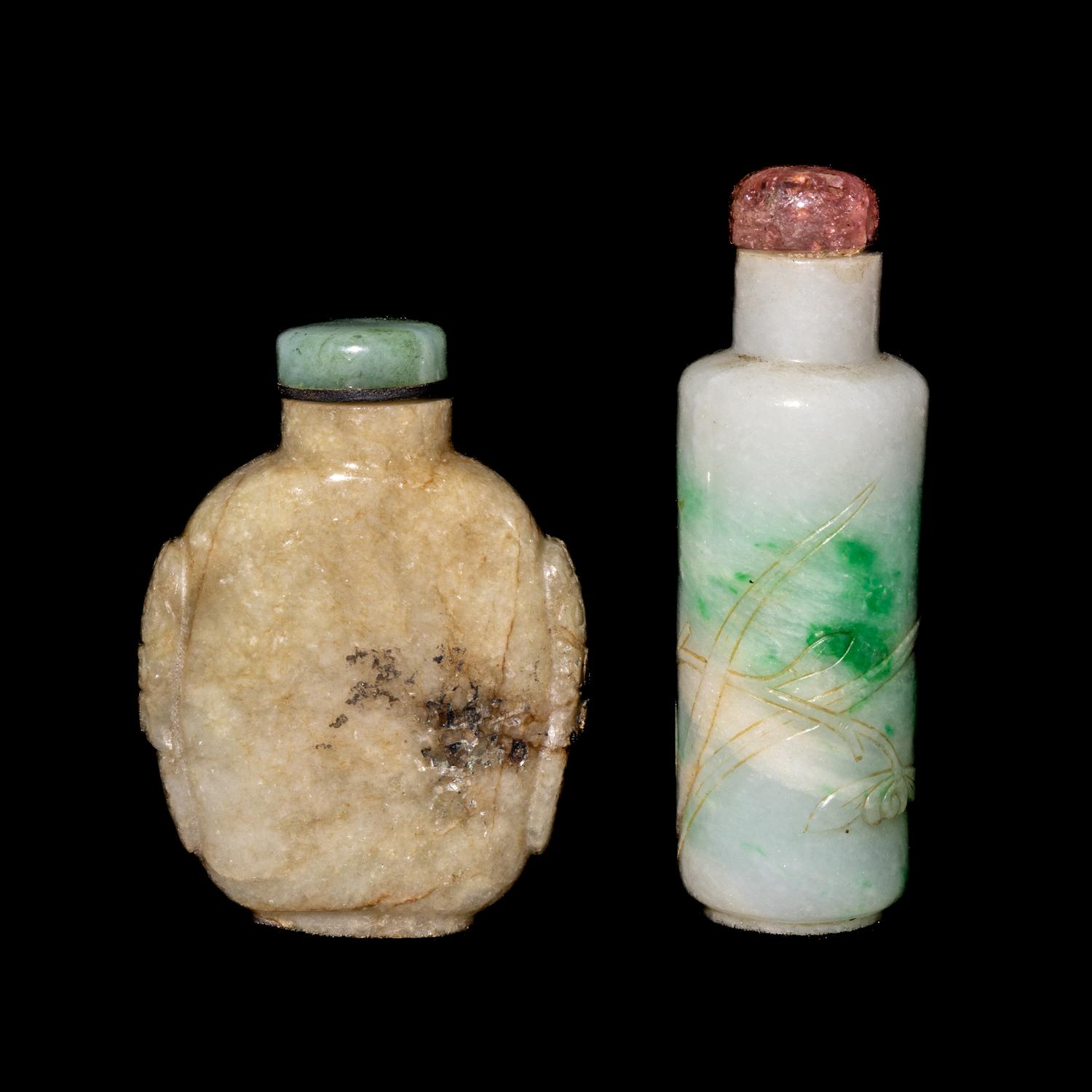 Two Chinese Jadeite Snuff Bottles
