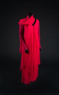 Dress, Shawl, Earrings, Ring and Bag, 1988. Dress designed by Paul Zastupnevitch and made by Western Costume Company in Los Angeles — Worn by Olivia de Havilland for the 60th Academy Awards in 1988 when she presented the award for best art direction.