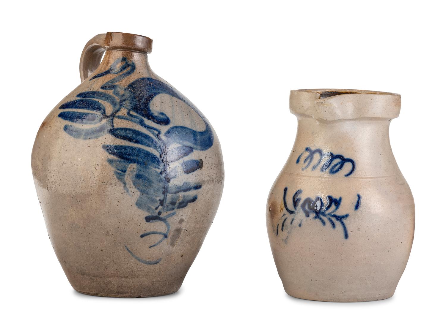 A Cobalt Decorated Stoneware Pitcher and Jug