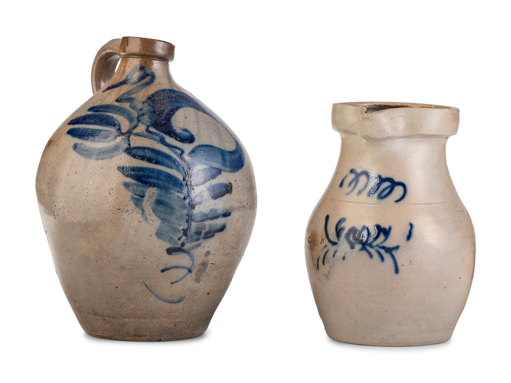 A Cobalt Decorated Stoneware Pitcher and Jug
