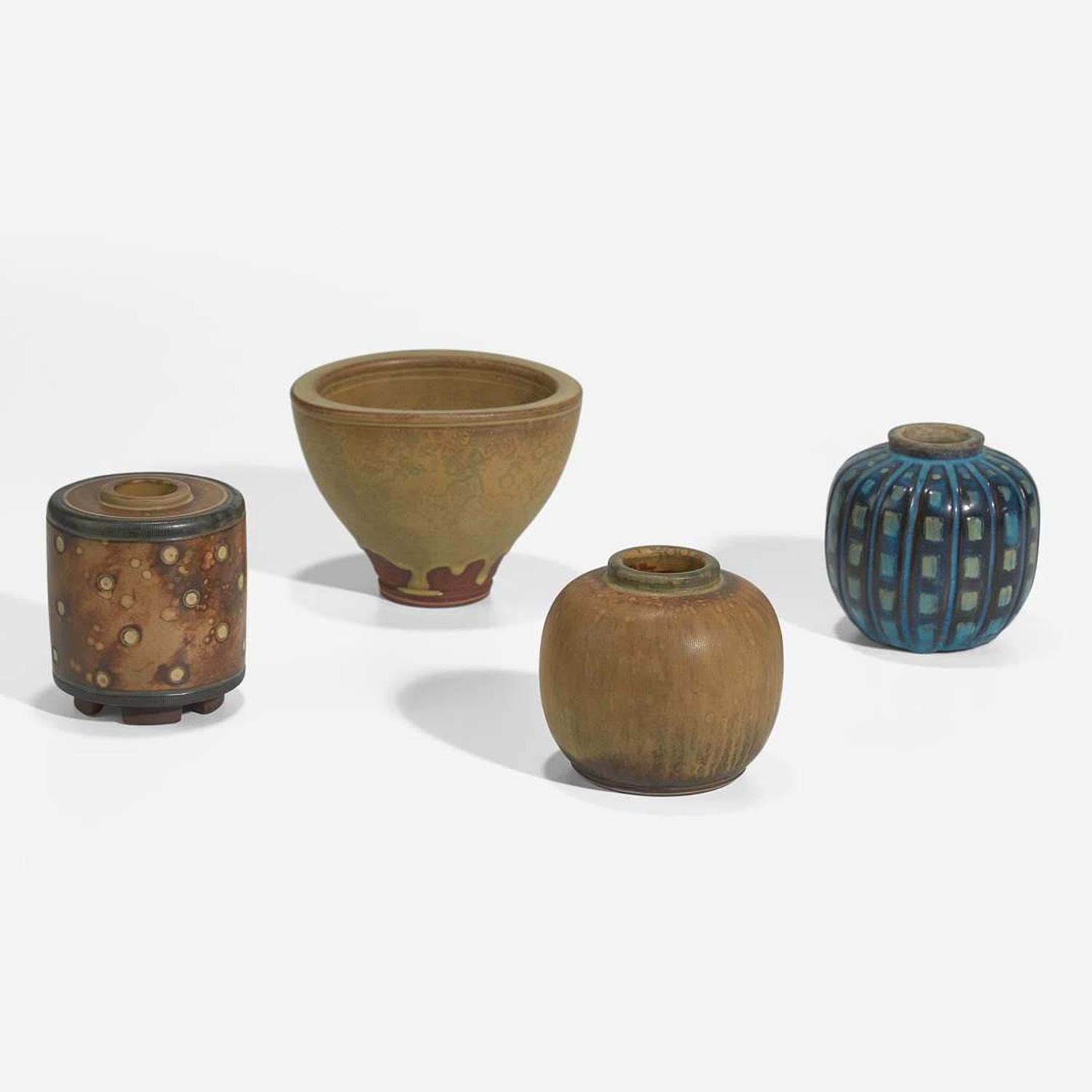 Wilhelm Kåge (Swedish, 1889-1960) Group of Four "Farsta" Vessels, Gustavsberg, Sweden, circa 1960s