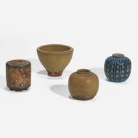 Wilhelm Kåge (Swedish, 1889-1960) Group of Four "Farsta" Vessels, Gustavsberg, Sweden, circa 1960s