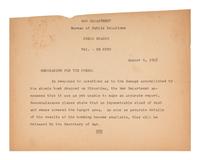 [ATOMIC BOMB]. War Department telegram describing damage to Hiroshima after bombing. 6 August 1945.