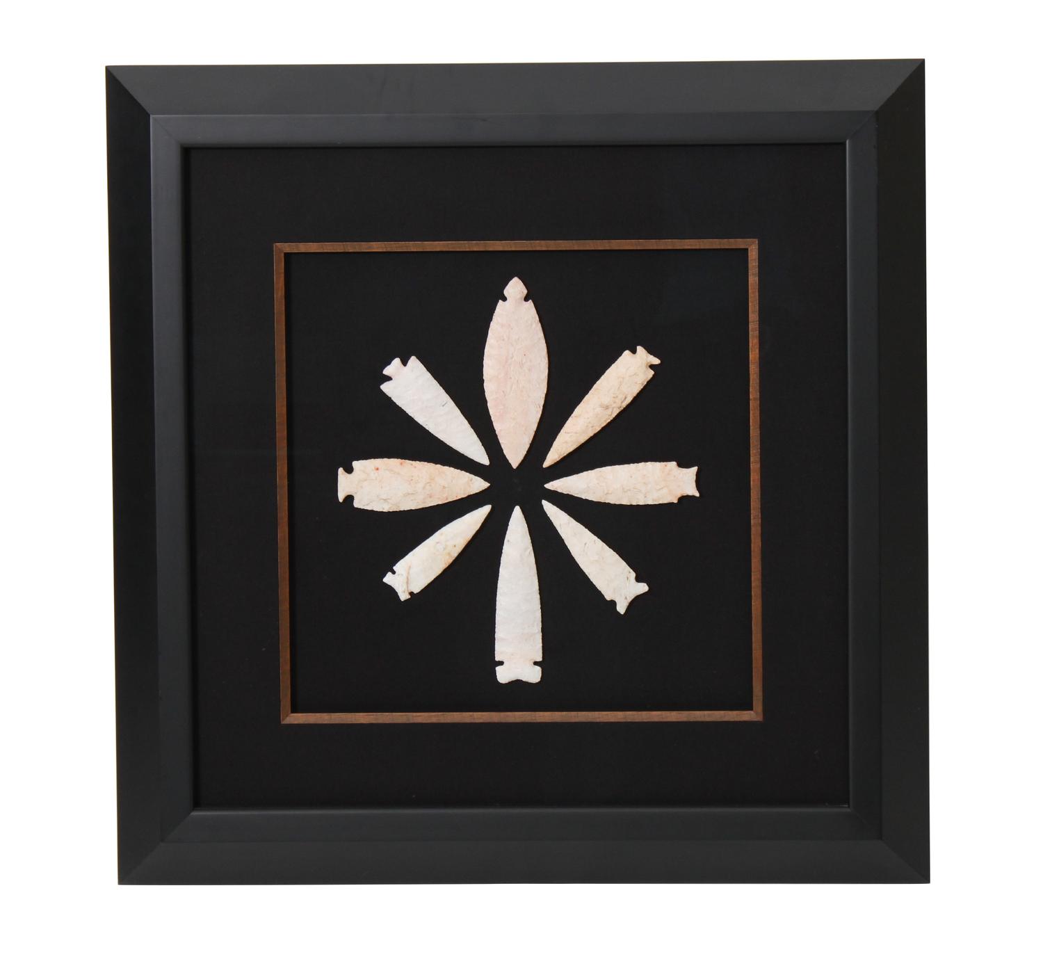 Six Framed Groups of Arrowheads Height 13 1/2 x width 13 1/2 inches (each)