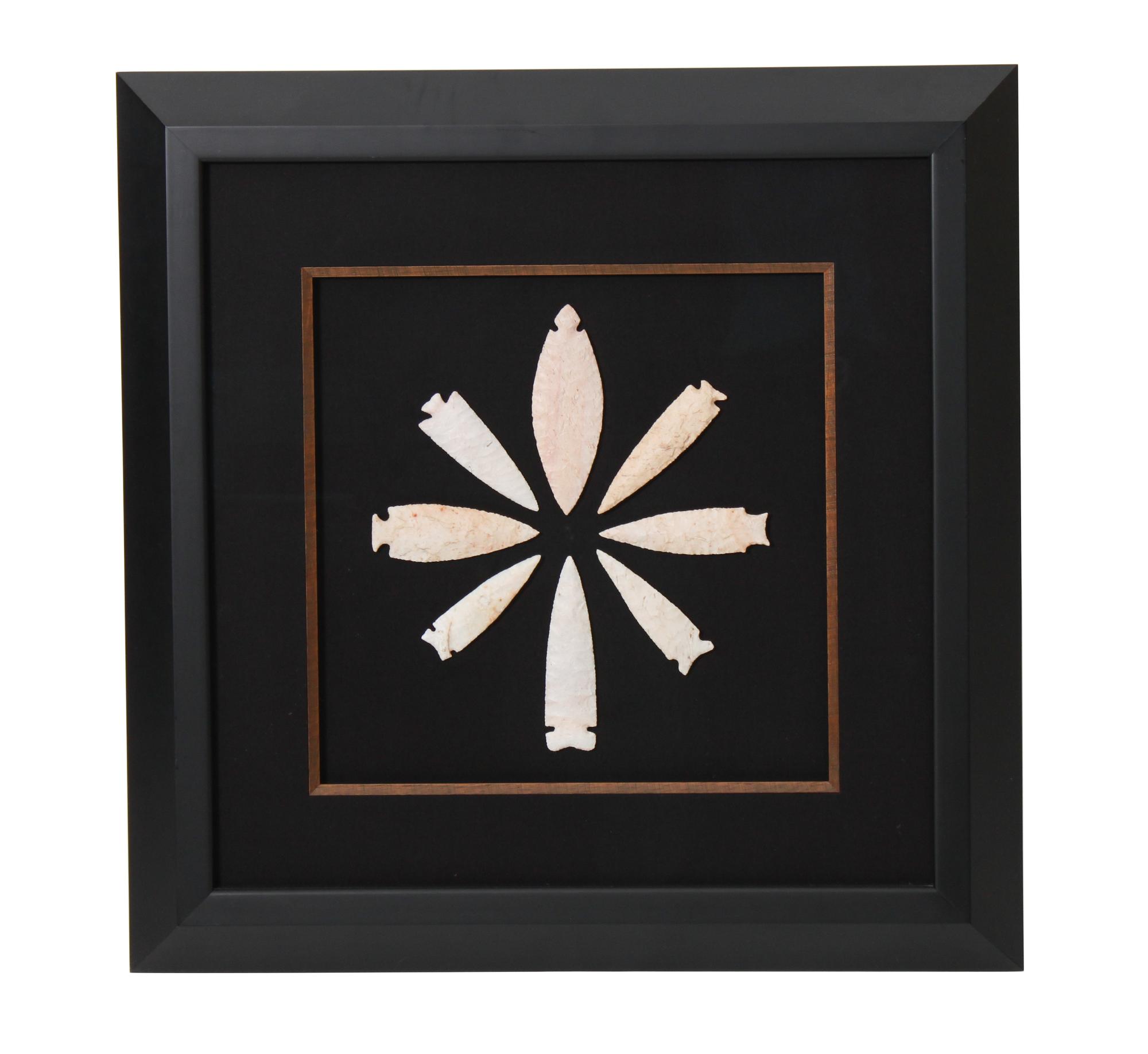 Six Framed Groups of Arrowheads Height 13 1/2 x width 13 1/2 inches (each)