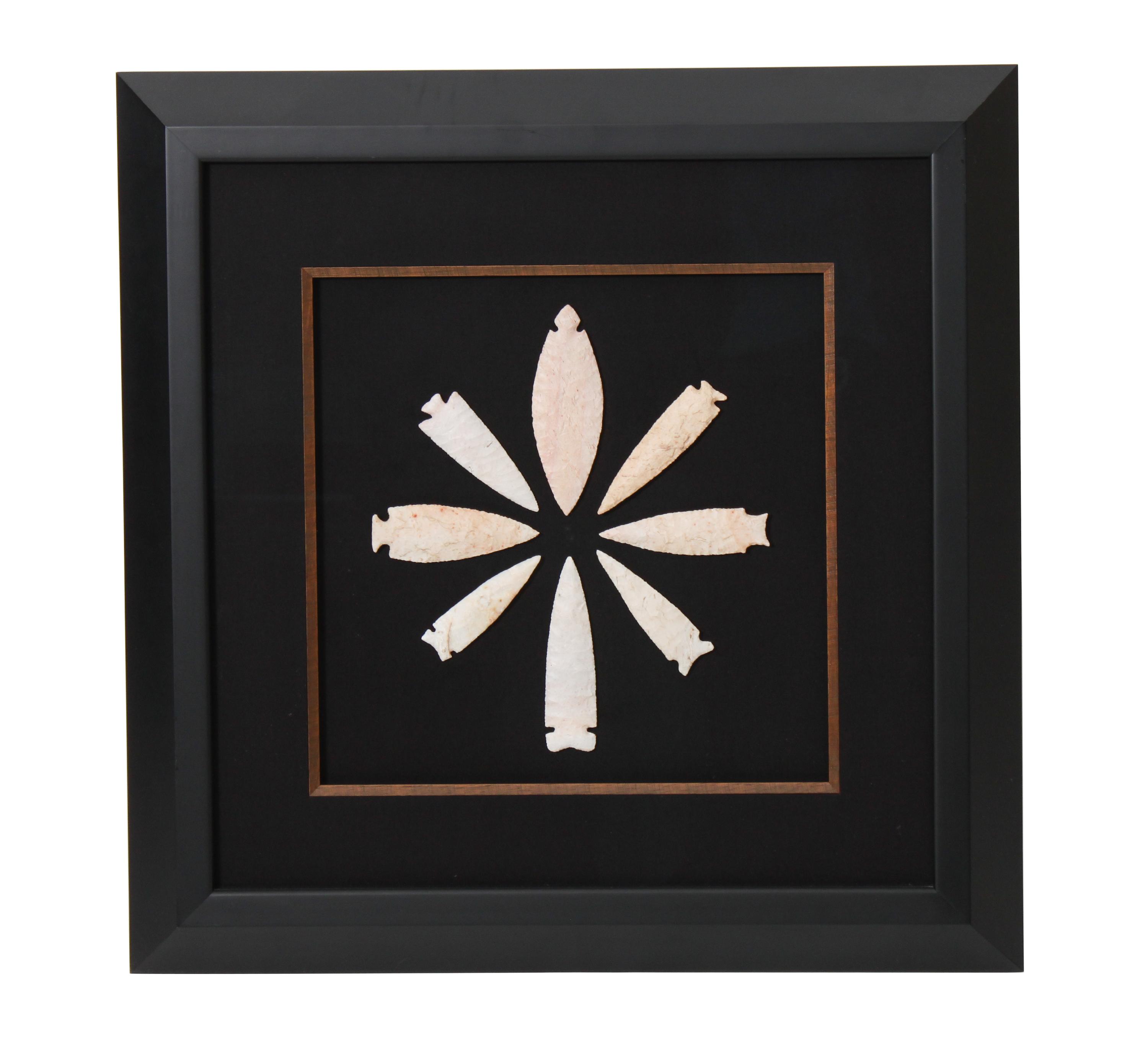 Six Framed Groups of Arrowheads Height 13 1/2 x width 13 1/2 inches (each)
